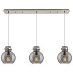 Newton Sphere Linear Multi Light Pendant - Brushed Satin Nickel / Smoked
