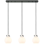 Newton Sphere Linear Multi Light Pendant - Matte Black / Frosted