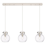 Newton Sphere Linear Multi Light Pendant - Polished Nickel / Clear