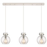 Newton Sphere Linear Multi Light Pendant - Polished Nickel / Clear Seedy