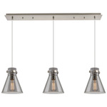 Newton Cone Linear Multi Light Pendant - Brushed Satin Nickel / Smoked