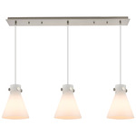 Newton Cone Linear Multi Light Pendant - Brushed Satin Nickel / Frosted