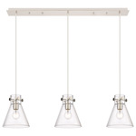 Newton Cone Linear Multi Light Pendant - Polished Nickel / Clear