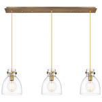 Newton Bell Linear Pendant - Brushed Brass / Clear