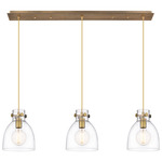 Newton Bell Linear Pendant - Brushed Brass / Clear