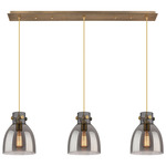 Newton Bell Linear Pendant - Brushed Brass / Smoked