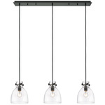 Newton Bell Linear Pendant - Matte Black / Clear