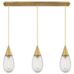 Malone Linear Multi Light Pendant - Brushed Brass / Striped Clear