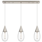 Malone Linear Multi Light Pendant - Brushed Satin Nickel / Clear
