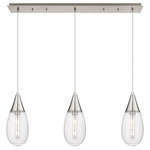 Malone Linear Multi Light Pendant - Brushed Satin Nickel / Striped Clear