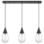 Malone Linear Multi Light Pendant - Matte Black / Clear