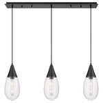 Malone Linear Multi Light Pendant - Matte Black / Striped Clear