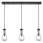 Owego Linear Multi Light Pendant - Matte Black / Clear