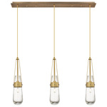 Milan Linear Multi Light Pendant - Brushed Brass / Clear