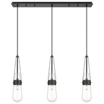 Milan Linear Multi Light Pendant - Matte Black / Clear