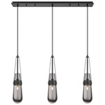 Milan Linear Multi Light Pendant - Matte Black / Smoked