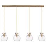 Newton Sphere Linear Multi Light Pendant - Brushed Brass / Clear