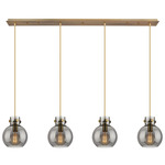 Newton Sphere Linear Multi Light Pendant - Brushed Brass / Smoked