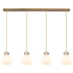 Newton Sphere Linear Multi Light Pendant - Brushed Brass / Frosted
