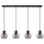 Newton Sphere Linear Multi Light Pendant - Matte Black / Smoked