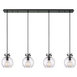 Newton Sphere Linear Multi Light Pendant - Matte Black / Clear Seedy