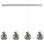 Newton Sphere Linear Multi Light Pendant - Polished Nickel / Smoked