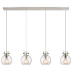 Newton Sphere Linear Multi Light Pendant - Polished Nickel / Clear Seedy