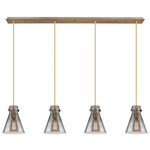 Newton Cone Linear Multi Light Pendant - Brushed Brass / Smoked