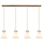 Newton Cone Linear Multi Light Pendant - Brushed Brass / Frosted