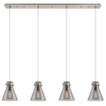 Newton Cone Linear Multi Light Pendant - Brushed Satin Nickel / Smoked