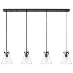 Newton Cone Linear Multi Light Pendant - Matte Black / Clear