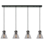 Newton Cone Linear Multi Light Pendant - Matte Black / Smoked
