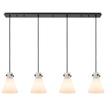 Newton Cone Linear Multi Light Pendant - Matte Black / Frosted