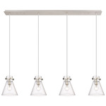 Newton Cone Linear Multi Light Pendant - Polished Nickel / Clear