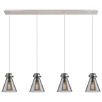 Newton Cone Linear Multi Light Pendant - Polished Nickel / Smoked