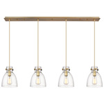 Newton Bell Linear Pendant - Brushed Brass / Clear Seedy