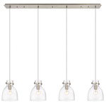 Newton Bell Linear Pendant - Brushed Satin Nickel / Clear