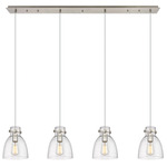 Newton Bell Linear Pendant - Brushed Satin Nickel / Clear Seedy