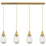 Malone Linear Multi Light Pendant - Brushed Brass / Clear