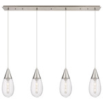 Malone Linear Multi Light Pendant - Brushed Satin Nickel / Striped Clear
