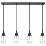 Malone Linear Multi Light Pendant - Matte Black / Clear