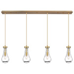 Owego Linear Multi Light Pendant - Brushed Brass / Clear