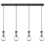 Owego Linear Multi Light Pendant - Matte Black / Clear