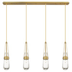 Milan Linear Multi Light Pendant - Brushed Brass / Clear