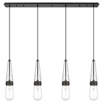 Milan Linear Multi Light Pendant - Matte Black / Clear