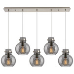 Newton Sphere Linear Multi Light Pendant - Brushed Satin Nickel / Smoked