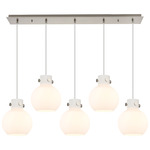 Newton Sphere Linear Multi Light Pendant - Brushed Satin Nickel / Frosted