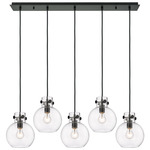 Newton Sphere Linear Multi Light Pendant - Matte Black / Clear