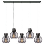 Newton Sphere Linear Multi Light Pendant - Matte Black / Smoked