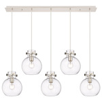 Newton Sphere Linear Multi Light Pendant - Polished Nickel / Clear